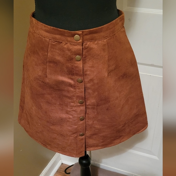 Rue 21 Cognac Faux Suede Mini Skirt - Picture 2 of 6